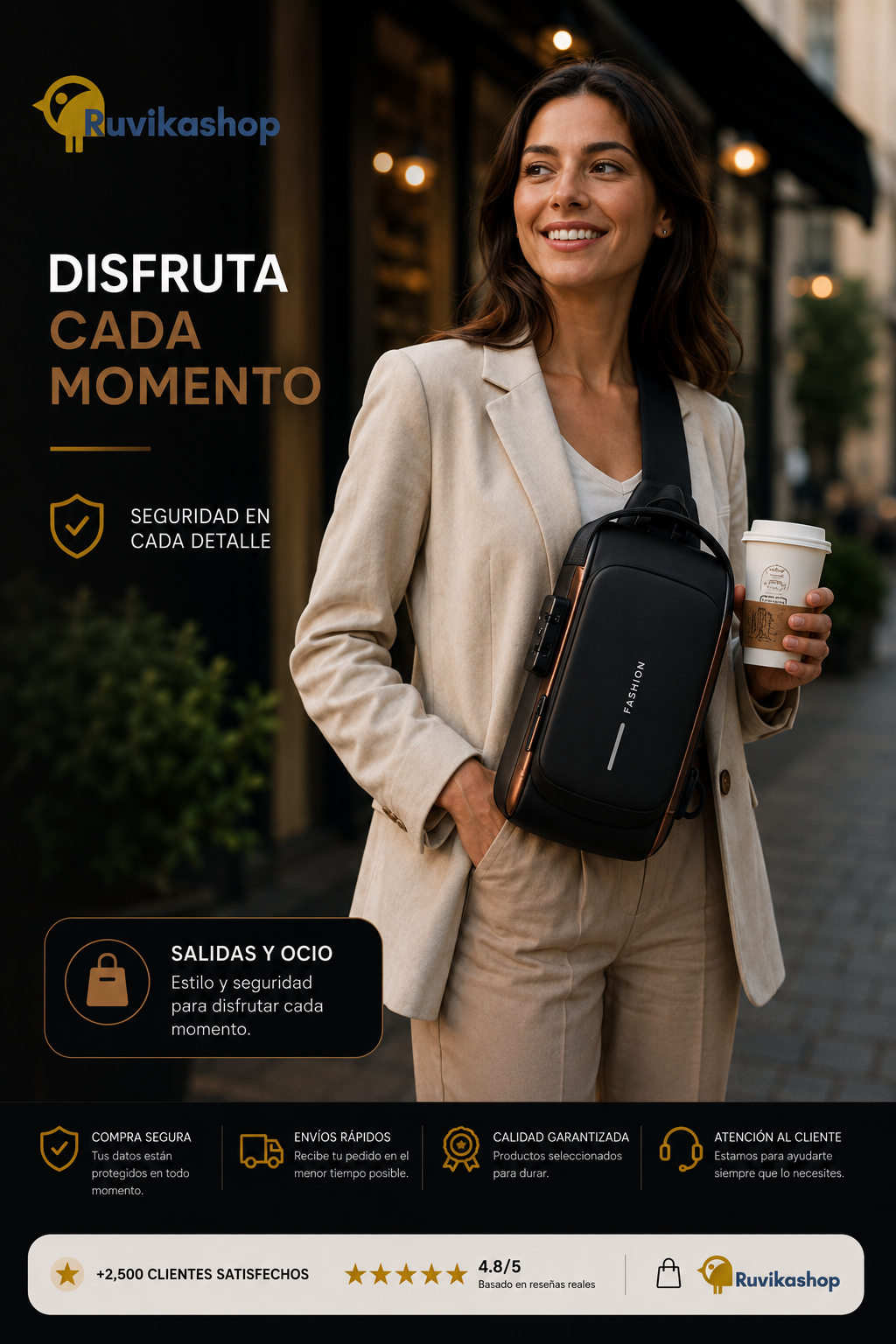 Bolso Bandolera Antirrobo Impermeable