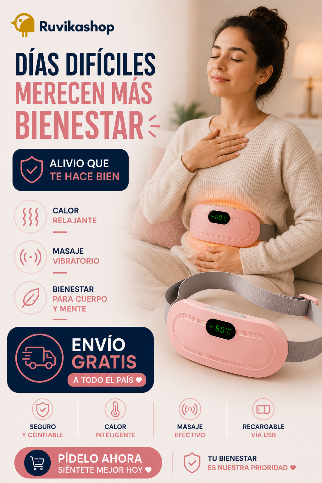 Cinturon Menstrual Masajeador Vientre