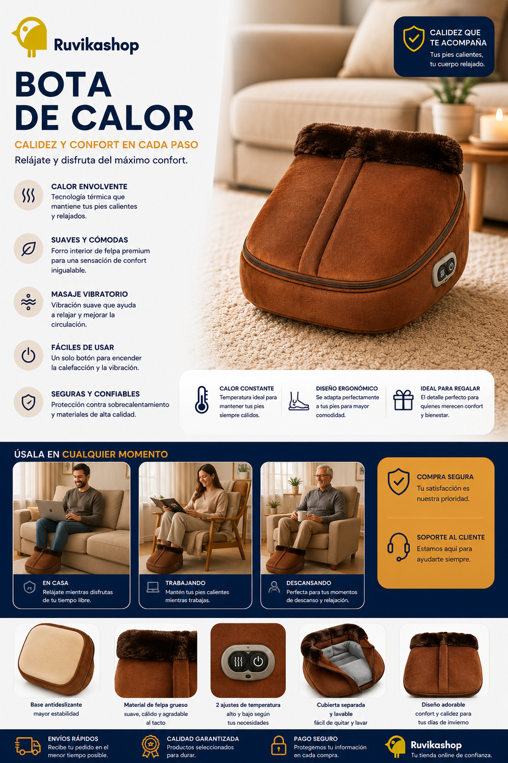 Bota Calefactor Eléctrico Alto Confort