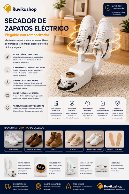Secador de Zapatos Eléctrico Plegable