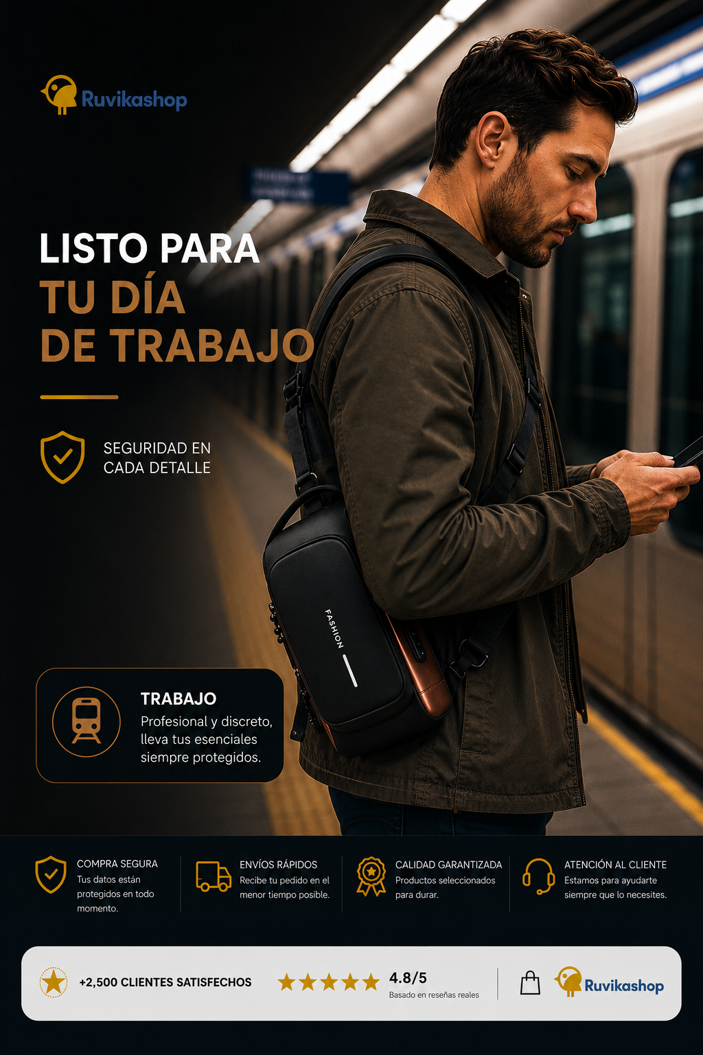 Bolso Bandolera Antirrobo Impermeable