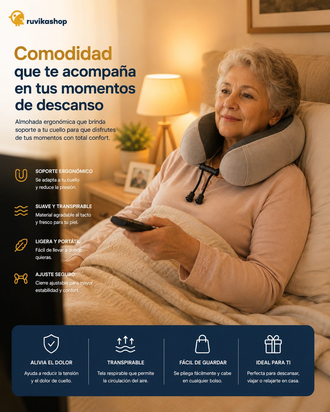 Almohada de viaje para el cuello, gris