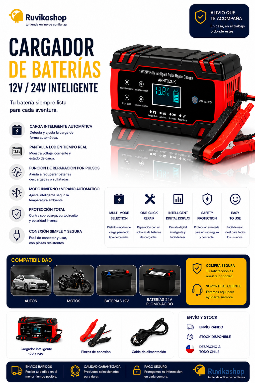 Cargador De Bateria Para Auto