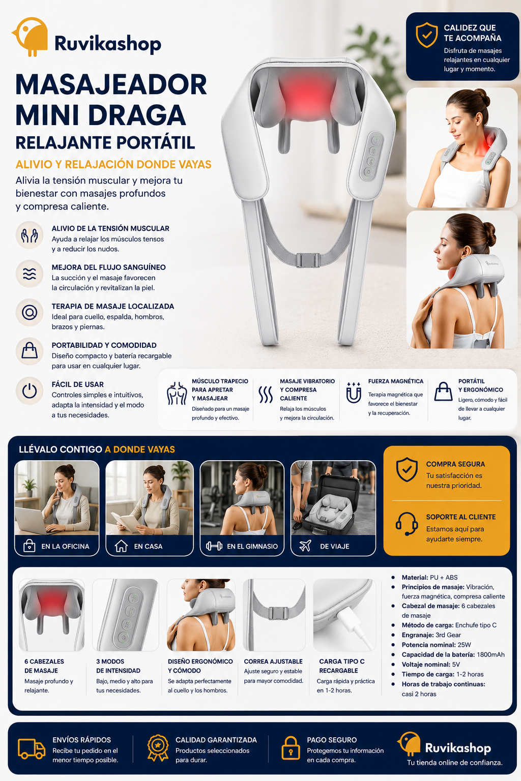 Masajeador Mini Draga Terapeutico