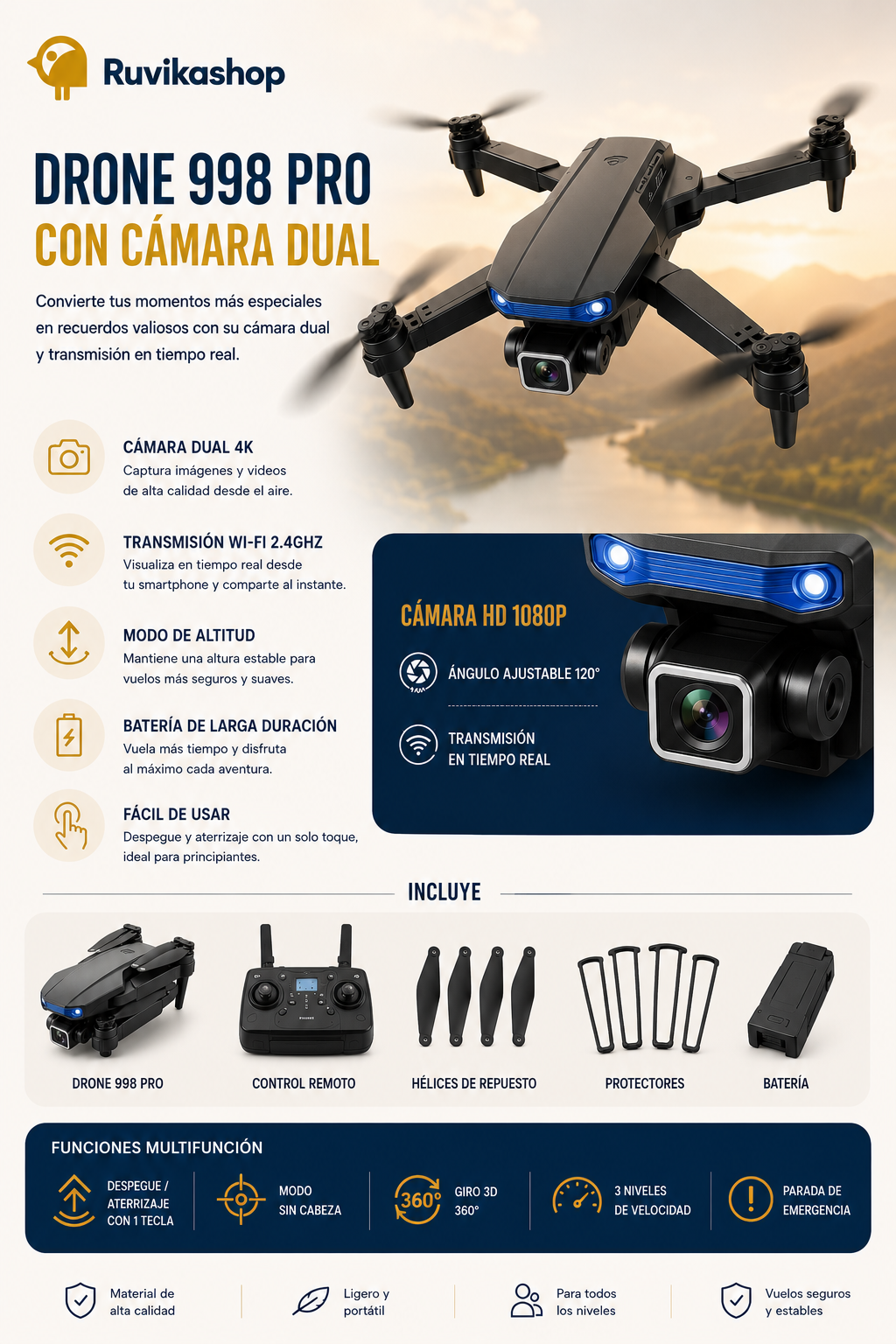 DRONE Dual Camera 4K 998 PRO Wifi