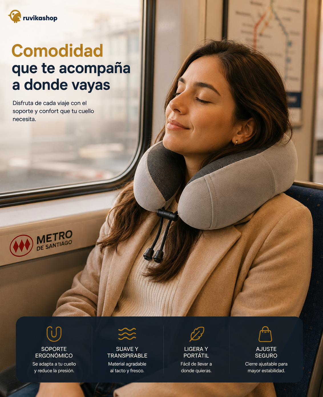 Almohada de viaje para el cuello, gris
