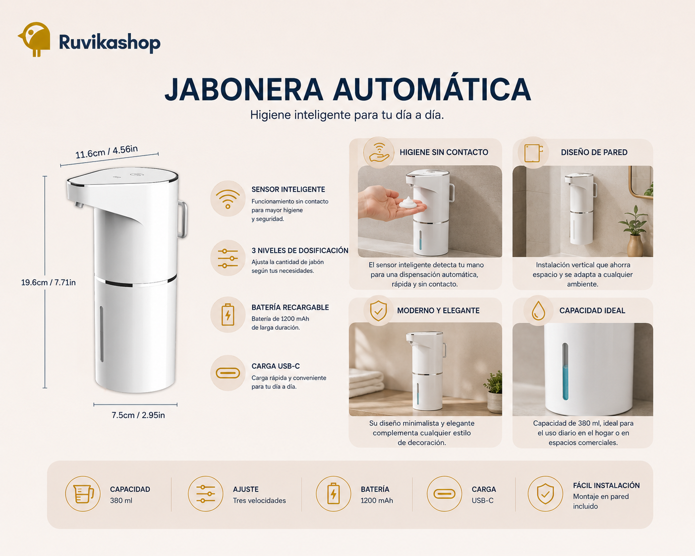 Dispensador Automático De Jabón Sensor