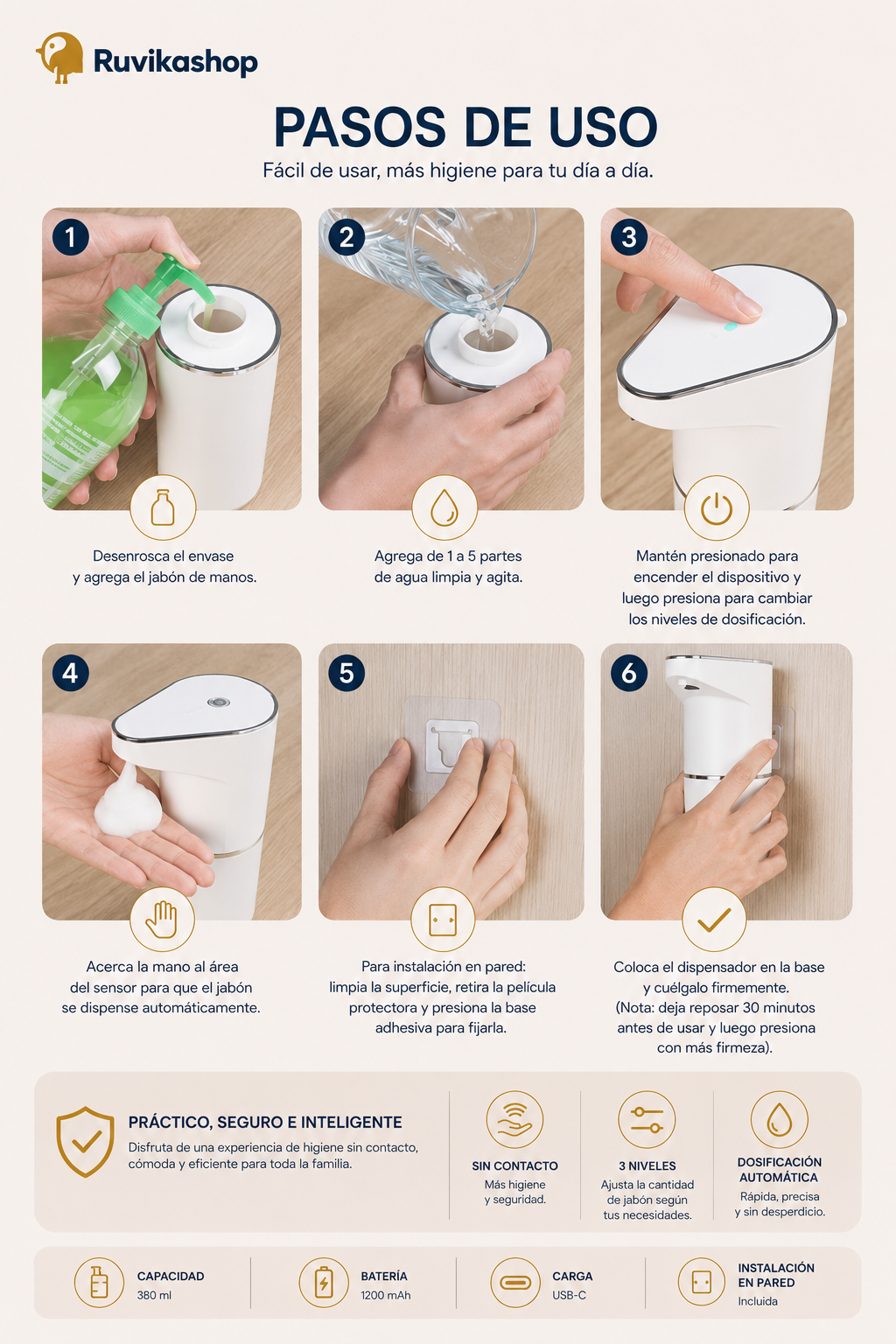 Dispensador Automático De Jabón Sensor