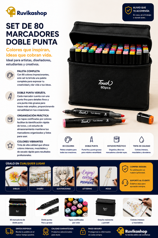 Marcador Doble Punta 80 Lapices