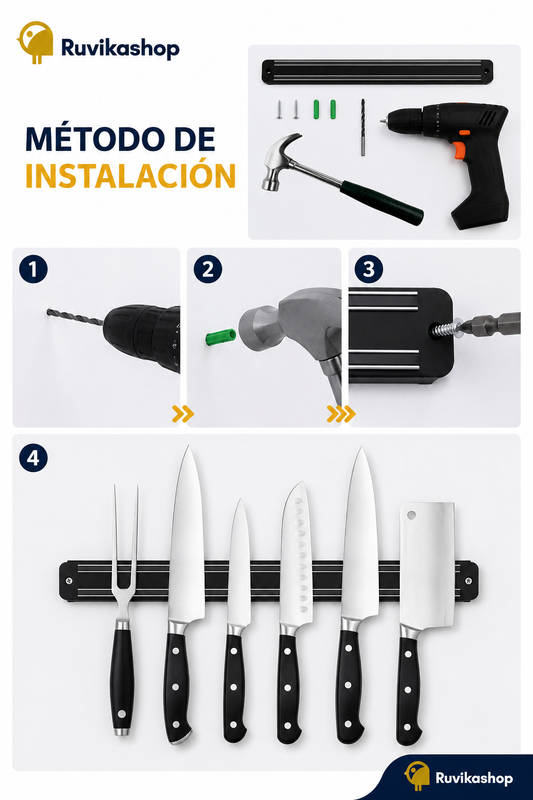 Barra Imán Magnética Imantada Cuchillos