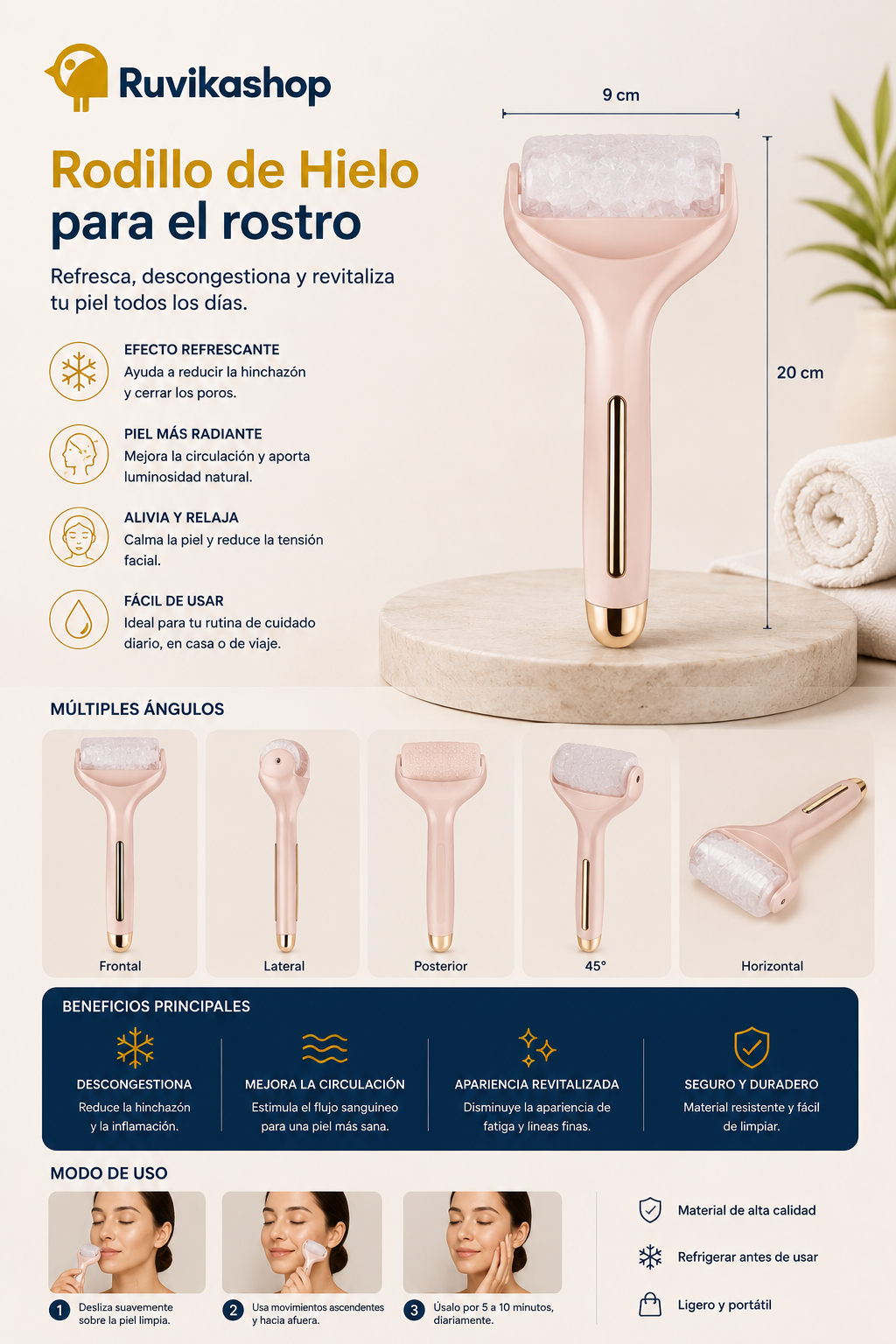 Rodillo De Hielo Facial Masajeador